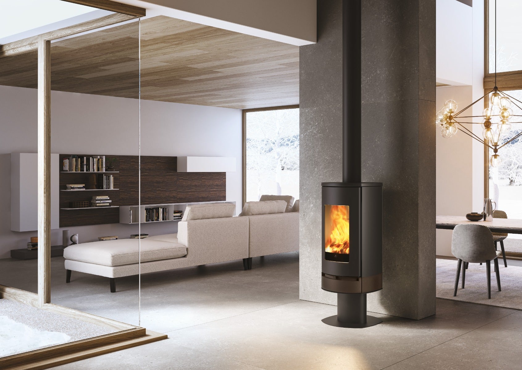 Edilkamin luftgeführter Kaminofen Code J Evo mit 8,1 kW mit Stahlkorpus in bronze, Ambiente | Klimaworld.com
