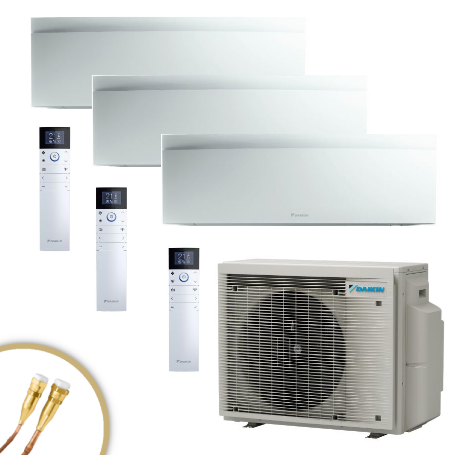 DAIKIN Emura3 3x Wandgeräte in mattweiß 1x 3,4 kW + 2x 2,0 kW + 3MXM52A