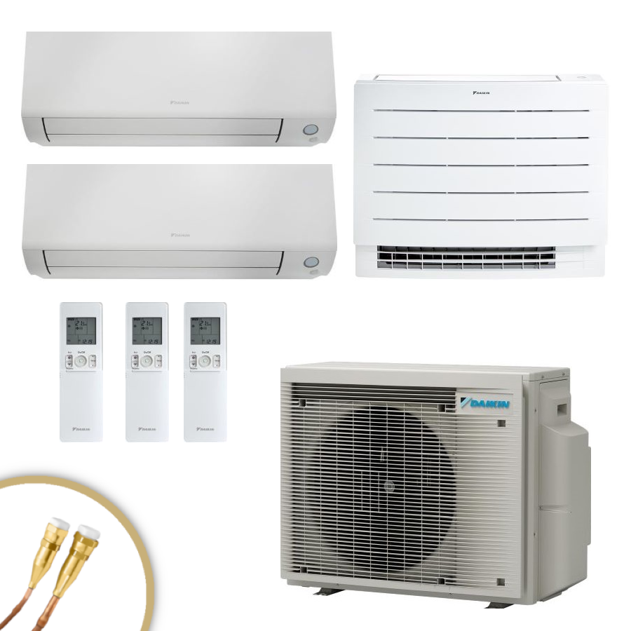 Daikin Perfera Multisplit set Truhen- und Wandgeräte | 3,4 kW + 2x 2,0 kW mit Quick Connect | klimaworld