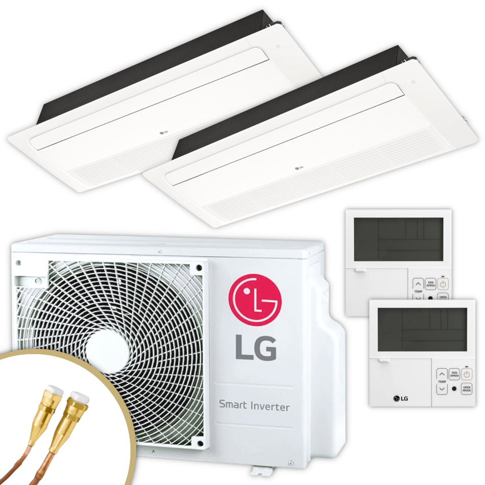 LG Multisplit Klimaanlage Deckenkassetten-Set | 3,5 kW + 3,5 kW | Quick-Connect