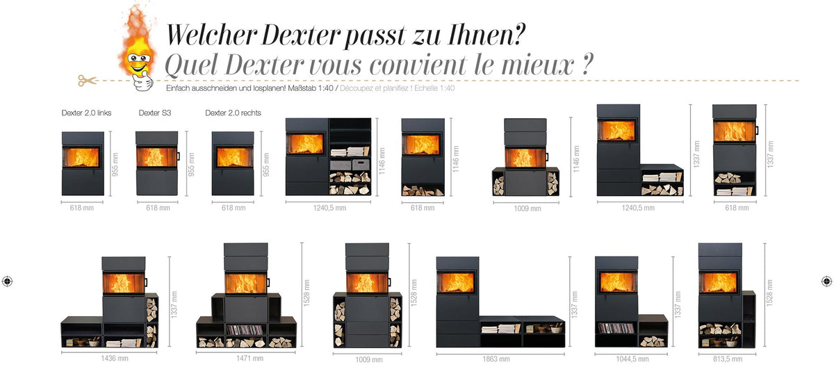 Kaminofen Austroflamm Dexter 2.0 - Aufbauarten 