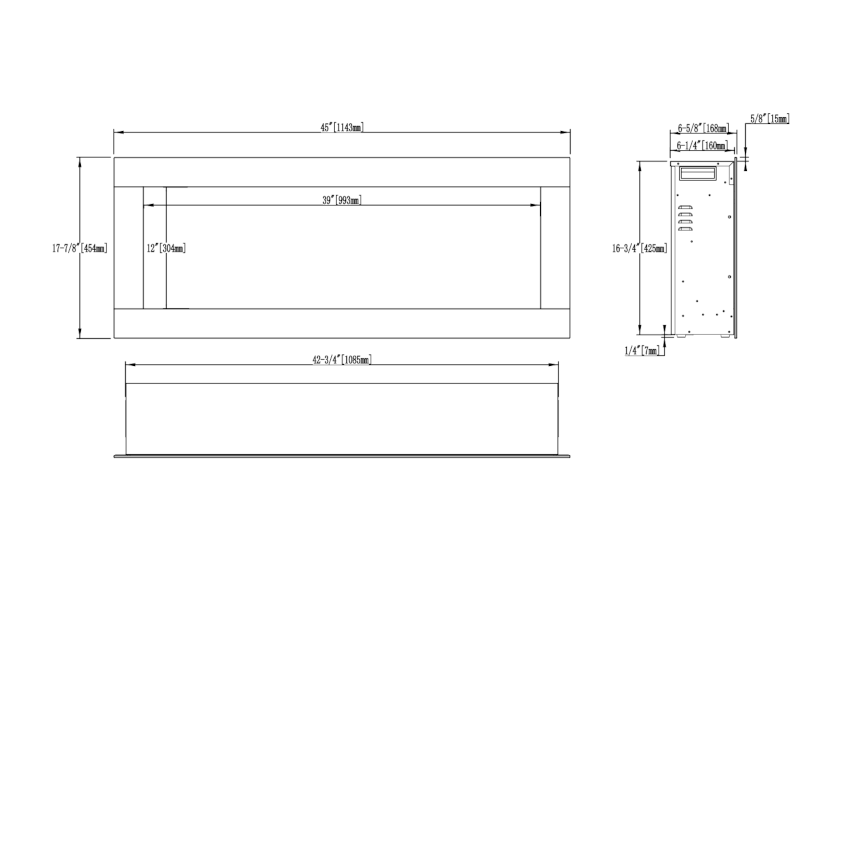 Aflamo LED Elektrokamin Diamond 115, Masszeichnung | klimaworld.com