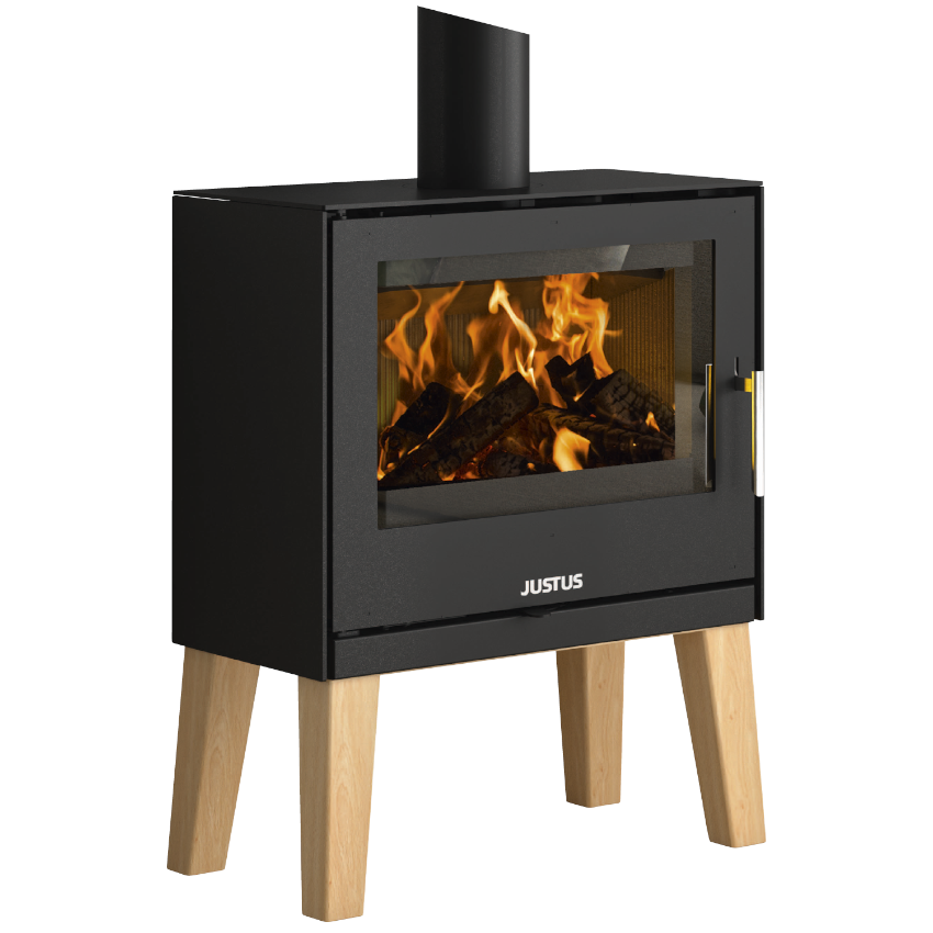 Kaminofen Dias mit 4-teiligen Holzstandfüßen