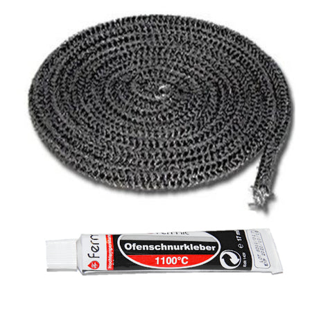 Dichtschnur-Set | 2m Ofendichtung Ø10mm + feuerfestem Kleber