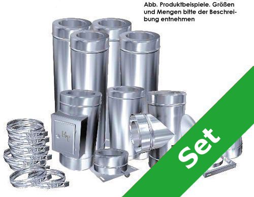 Edelstahlschornstein 3,2m komplettpaket DW Ø 130mm - 0,5mm Bausatz günstig