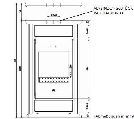 Kaminofen wasserführend Klima CS 15kW Querschnitt Front