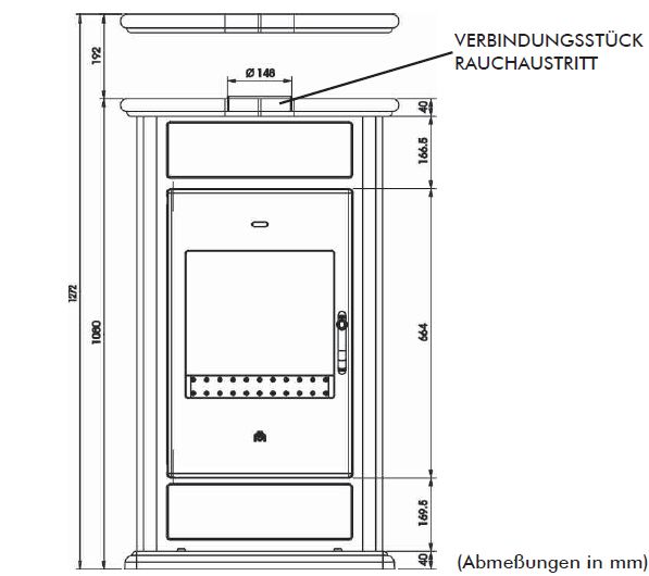 Klima CS 15kW Edilkamin Basic maße front