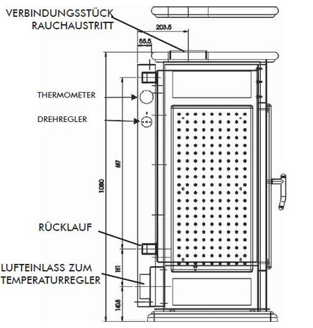 Klima CS 15kW Edilkamin Basic maße seitlich