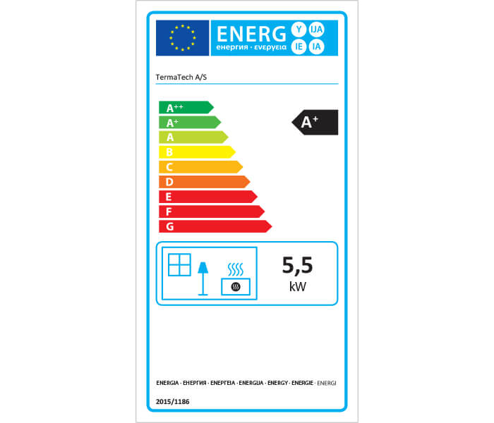 TermaTech | Kaminofen | 5,5 kW ➔ Energielabel
