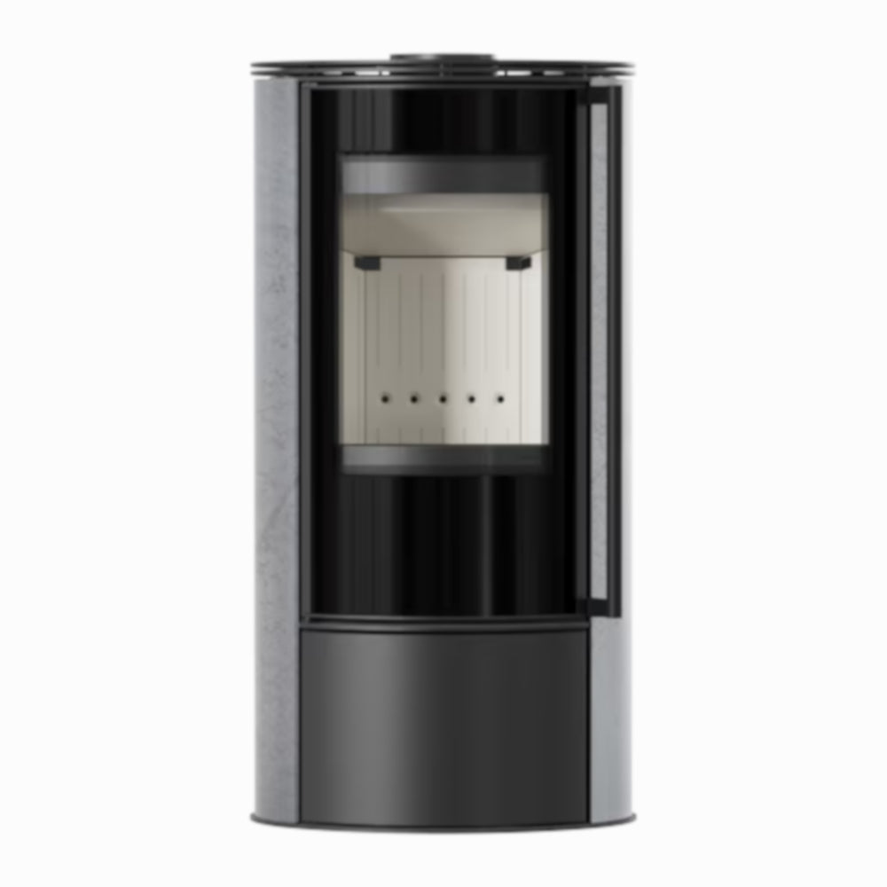 Kratki Kaminofen ERIK, grey satin, Front | klimaworld.com
