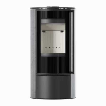 Kratki Kaminofen ERIK, grey satin, Front | klimaworld.com