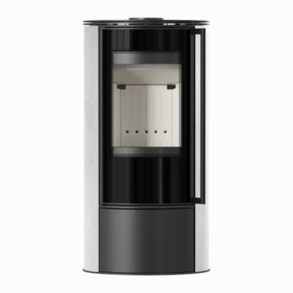 Kratki Kaminofen ERIK, white natural, weisser Brennraum | klimaworld.com