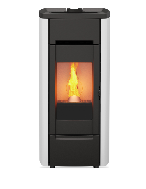 Kalor Pelletkamin Ermetica 98 Cast Iron Mod 10C in Weiss | klimaworld.com