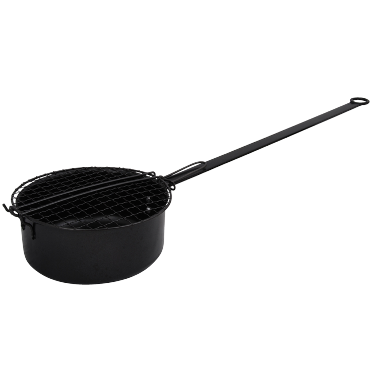 Outdoor Popcorn-Pfanne für Grill Eisen Schwarz 70 cm x 18 cm x 9,3 cm