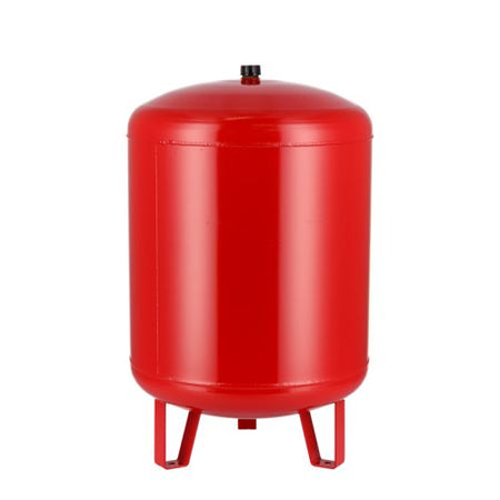 Rotes Flamco Membran-Druckausdehnungsgefaess mit rundem Korpus und stabilen Standfuesen fuer Heizungsanlagen | Klimaworld.com
