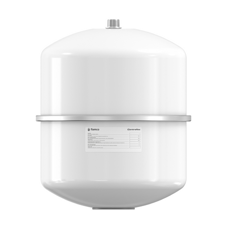 Weisser runder Flamco Ausdehnungsbehaelter Contraflex MAG 25/1,5 mit kleinem Anschluss oben | Klimaworld.com