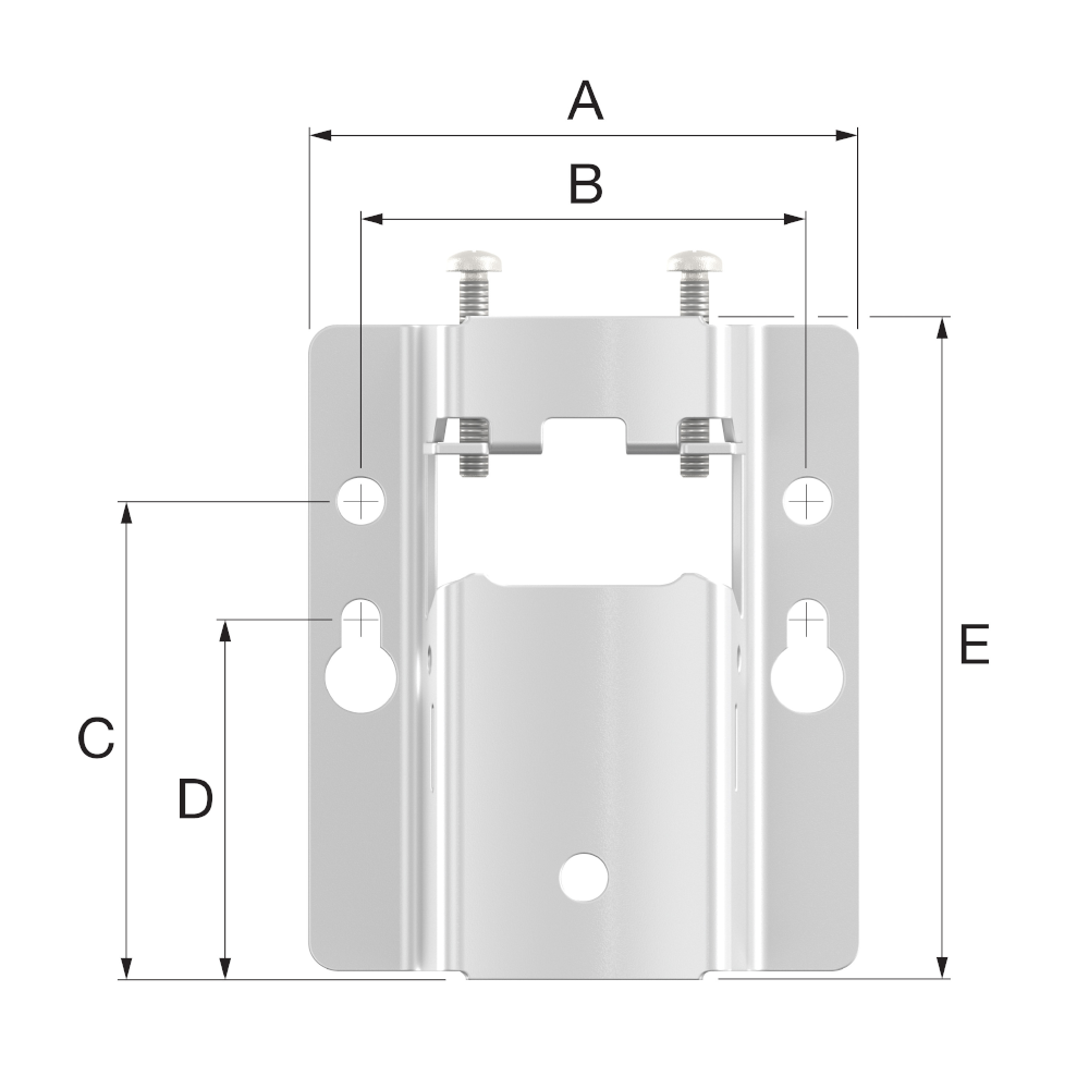Weisser Flamco Aufhängzarge MB2 Universal mit Massangaben A bis E | Klimaworld.com