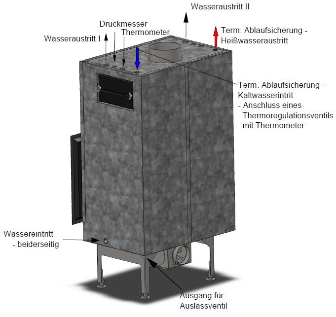 FLAMEN - Wasserführender Kamineinsatz DONAU L S DG 14 kW 