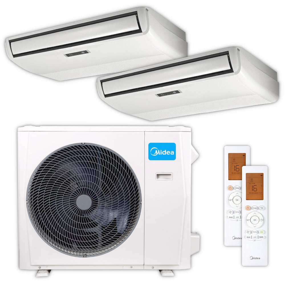 MIDEA Multisplit-Set mit zwei Flextruhengeraeten, Aussengeraet und Fernbedienung | klimaworld.com