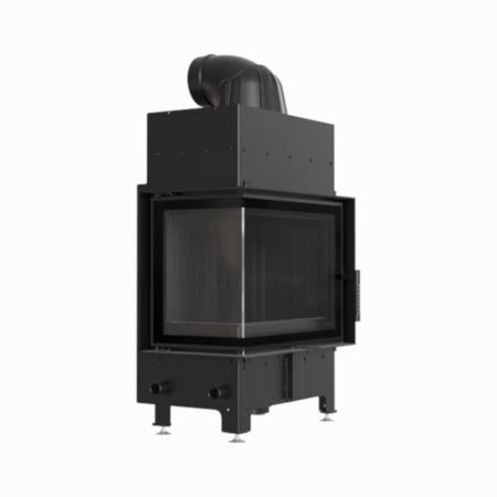 Kratki | Luftkamin FLOKI S | schwarzer Brennraum | mit Türfeder | Links | 8 kW