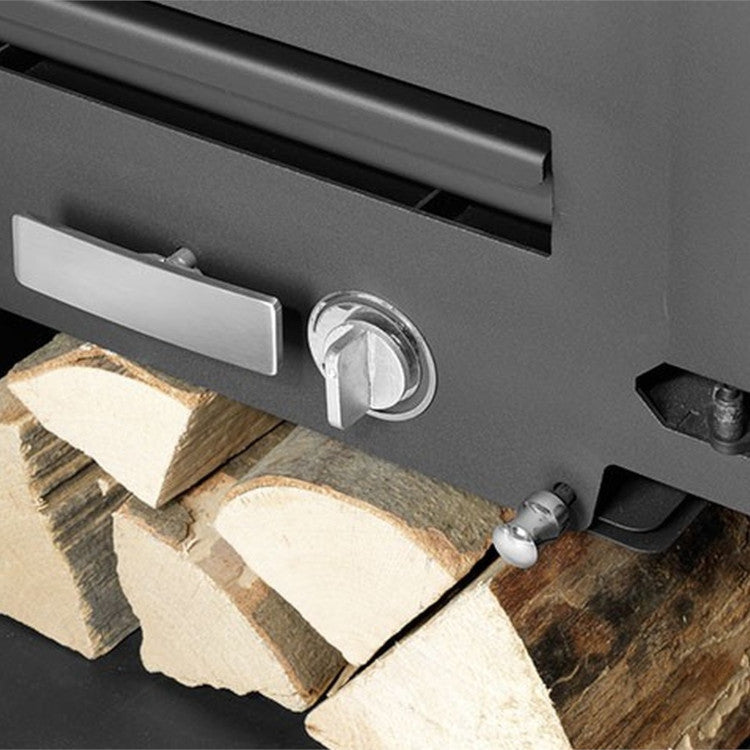 Justus | Kamin | Frisco 2.0 | Stahl Schwarz | Sandstein ➩ Klimaworld