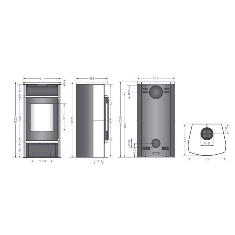 Justus | Kamin | Frisco 2.0 | Stahl Schwarz | Sandstein ➩ Klimaworld
