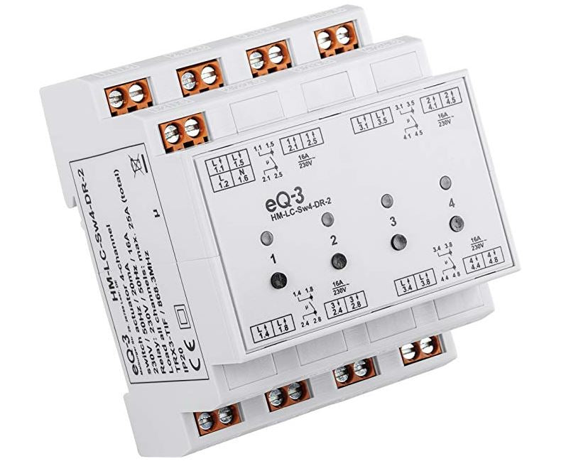 Homematic Funk-Schaltaktor 4-fach - Hutschiene | HM-LC-Sw4-DR-2