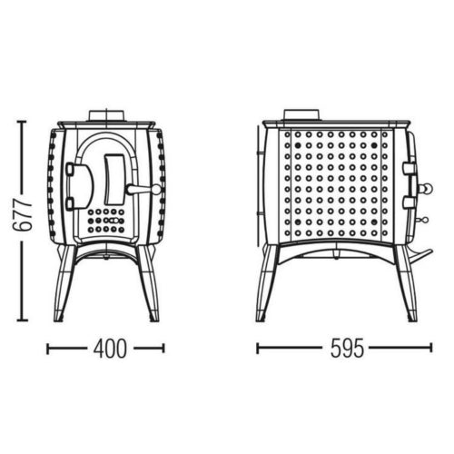 Austroflamm Kaminofen aus Gusseisen | G1 | 6 kW - Abmaße