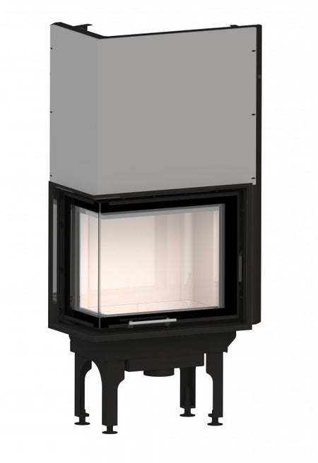 Warmluft Kamineinsatz Flamen Gama, Eckglas,Links 6,5kW (H