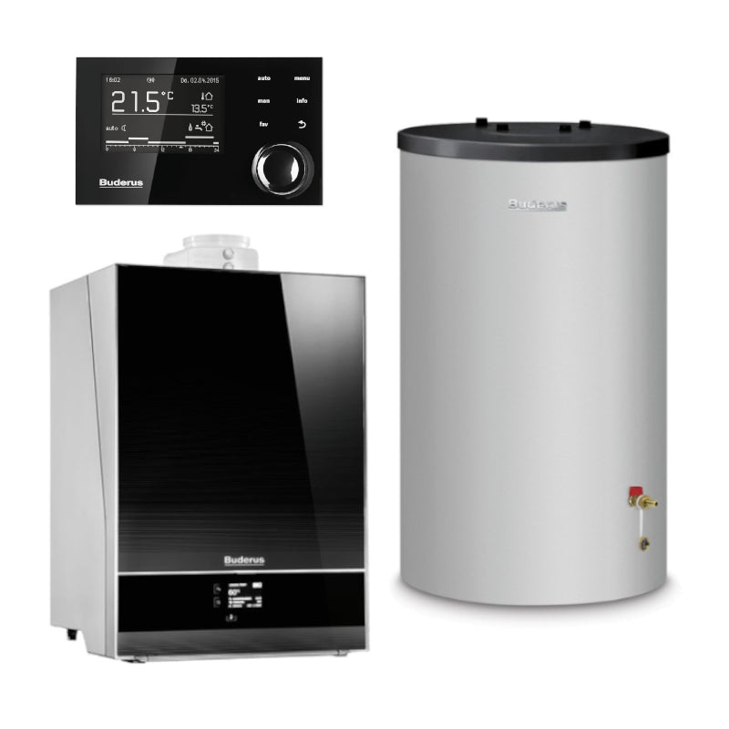 BUDERUS | Gas-Brennwertkessel-Set | Logaplus W50 | GB192i-15S | 15 kW