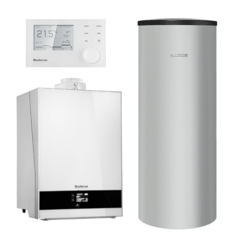 BUDERUS | Gas-Brennwertkessel-Set | Logaplus W50 | GB192i-25W | 25 kW