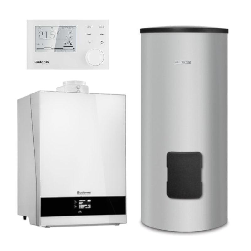 BUDERUS | Gas-Brennwertkessel-Set | Logaplus W50 | GB192i-50W | 50 kW