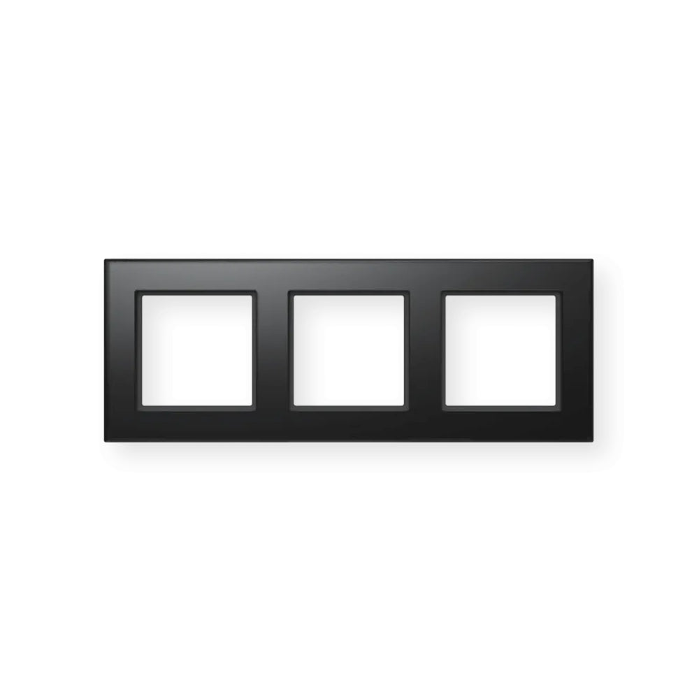 Homematic IP schwarzer, moderner dreifach Glasrahmen in der Frontansicht | klimaworld.com