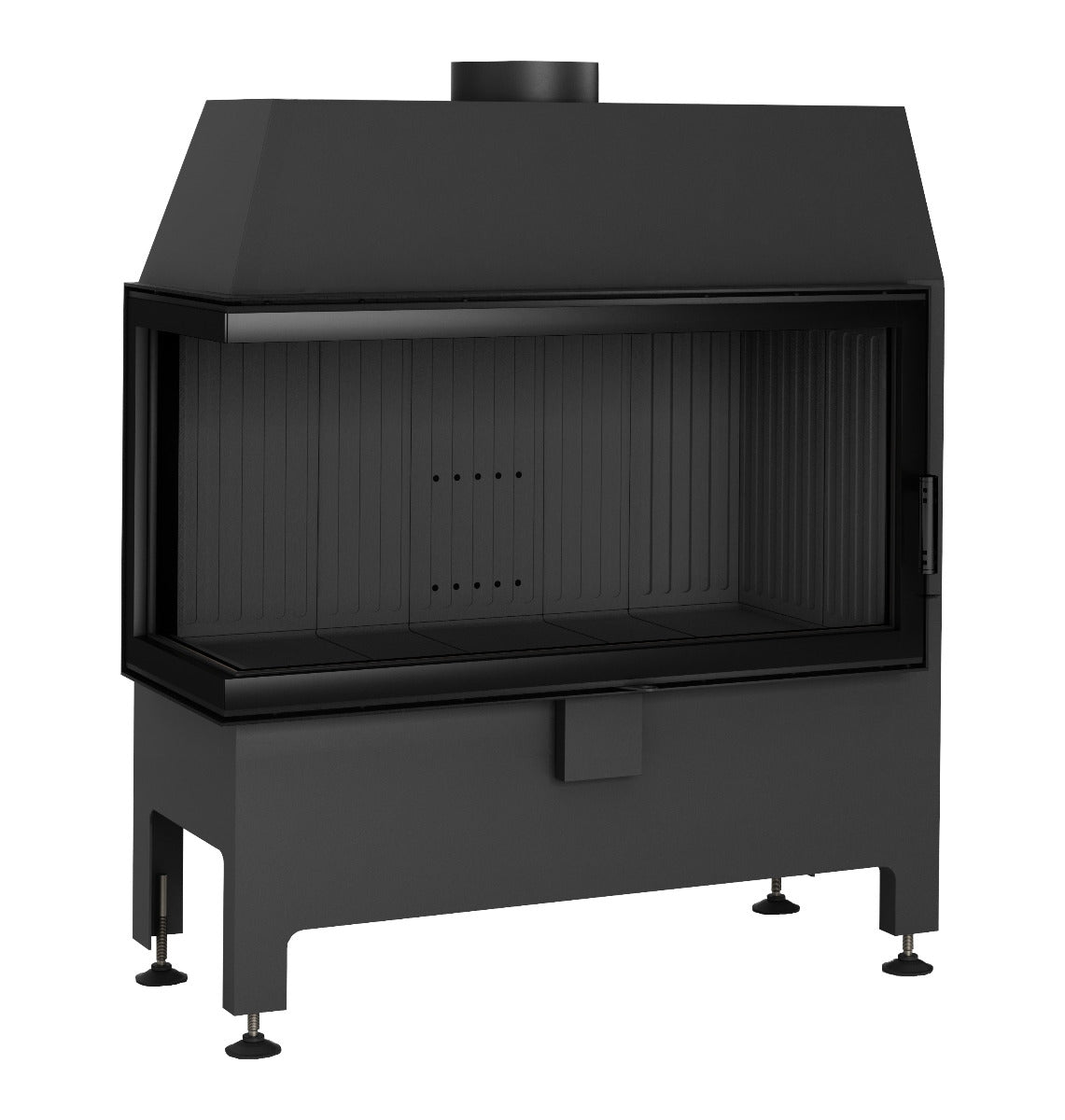 Heatro 81L Black| Panoramascheibe mit Seitenverglasung links| 12 kW