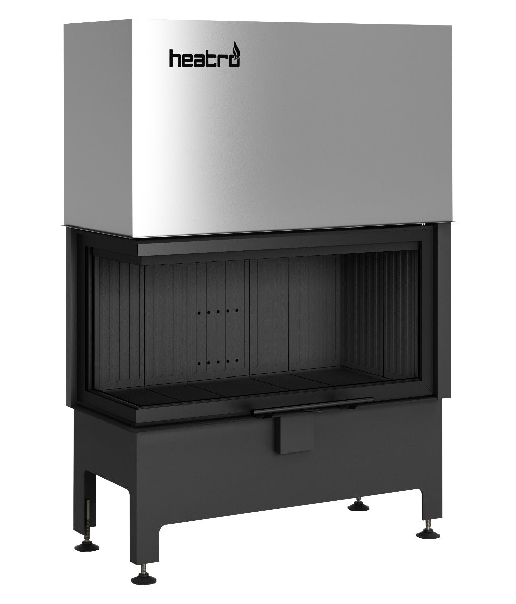 Heatro 81LH Black| Panoramascheibe mit Seitenverglasung links| 12 kW