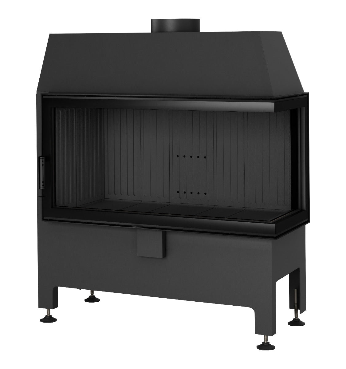Heatro 81P Black| Panoramascheibe mit Seitenverglasung rechts| 12 kW