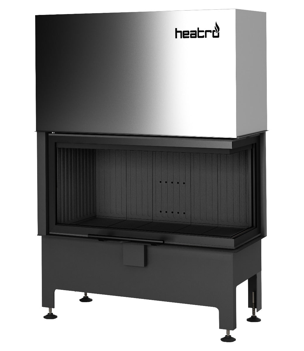 Heatro 81PH Black| Panoramascheibe mit Seitenverglasung rechts| 12 kW