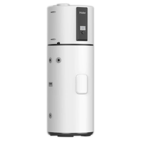 Haier Brauchwasserwaermepumpe HP250M7C-F9 in Weiss mit schwarzem Bedienfeld und Display vorne | Klimaworld.com