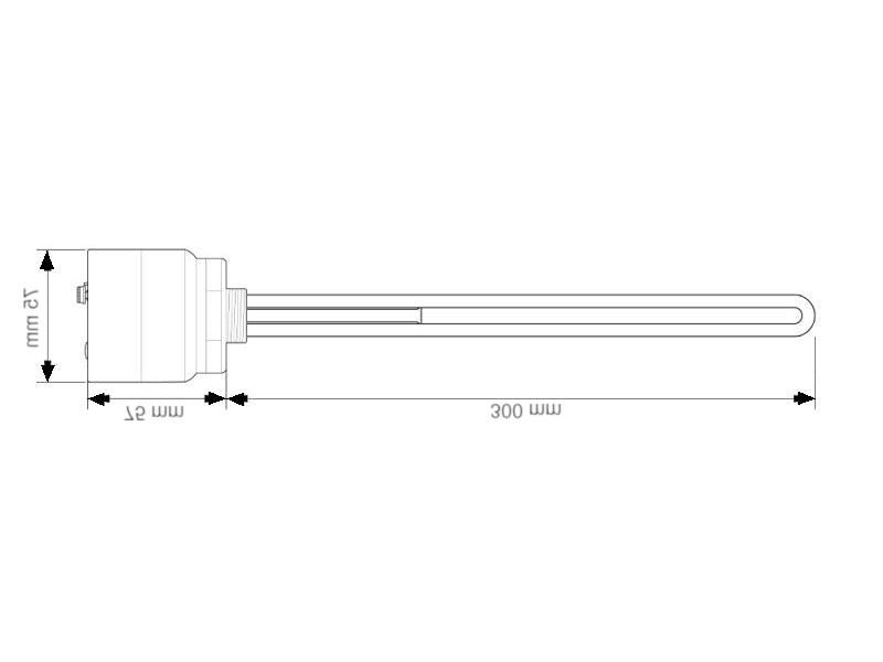 technische Zeichnung - WIP | Elektrischer Heizstab | 2 kW | 230V | mit Thermostat