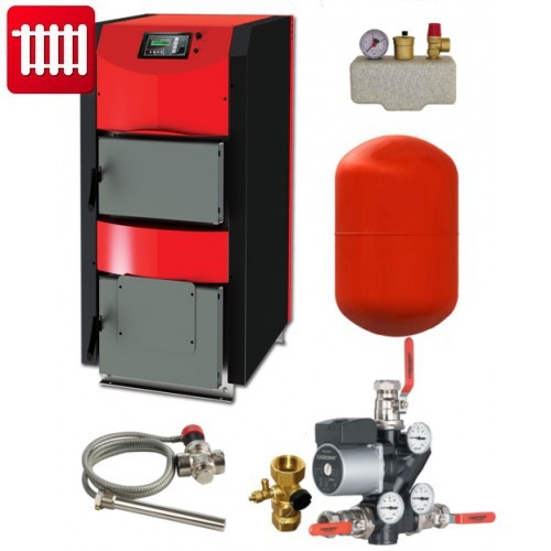 Scheitholzkessel ThermoFlux HKK Active 40 kW mit Anschlußpaket Heizung