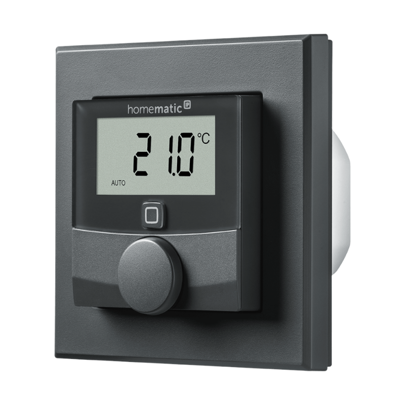 Homematic IP Wandthermostat Schaltausgang 230 V anthrazit | seitliche Ansicht | HmIP-BWTH-A