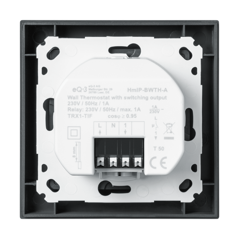 Homematic IP Wandthermostat Schaltausgang 230V anthrazit | Rueckansicht | HmIP-BWTH-A