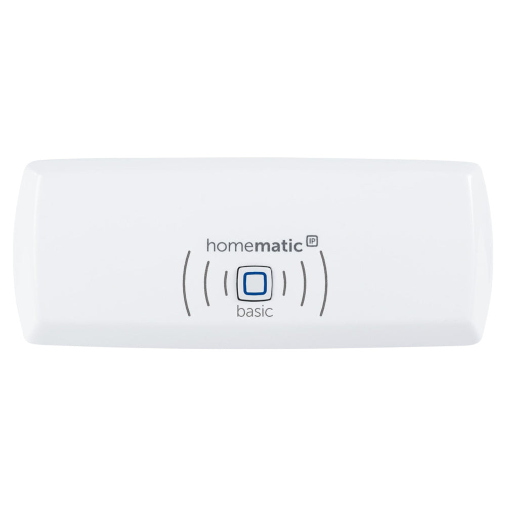 Homematic IP Access Point Basic HmIP-WLAN-HAP-B, weisses Gehaeuse mit Logo und blauem Quadrat mittig | Klimaworld.com
