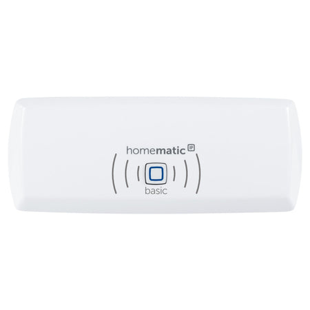 Homematic IP Access Point Basic HmIP-WLAN-HAP-B, weisses Gehaeuse mit Logo und blauem Quadrat mittig | Klimaworld.com