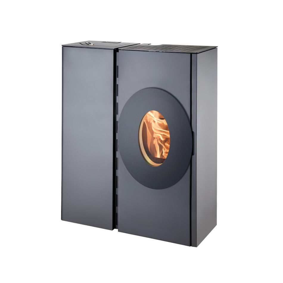Haas+Sohn | Pelletofen HSP 4.0 F2-03 RLU grau 2R Anschluß hinten 8,5 kW