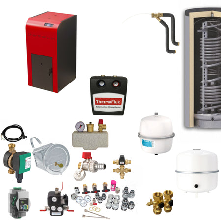 ThermoFlux INTERIO 25 Heizsystem-Set mit Pelletkessel, Pufferspeicher, Pumpengruppe, Ventilen, Ausdehnungsgefaessen und Zubehoer | Klimaworld.com