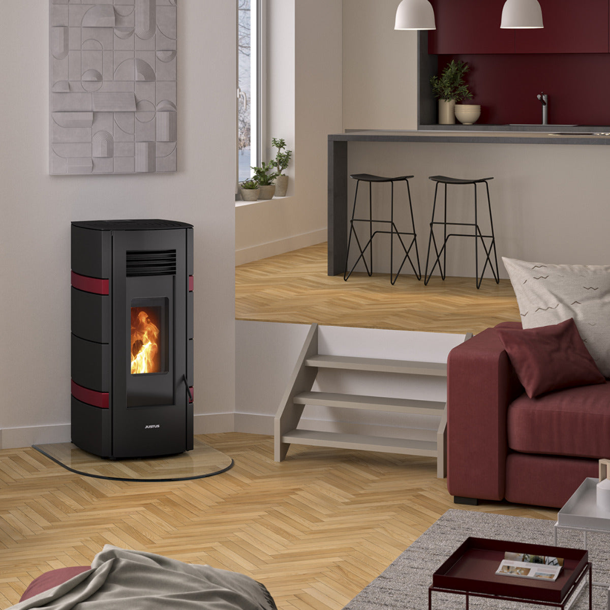 Justus Pelletofen Sia Bordeauxrot Ambiente