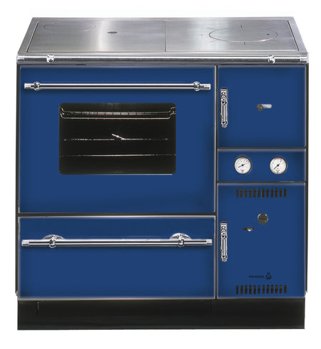 Wamsler wasserführender Küchenofen K 148 CL Stahlplatte blau Chrom, Rauchrohr links | Klimaworld.com