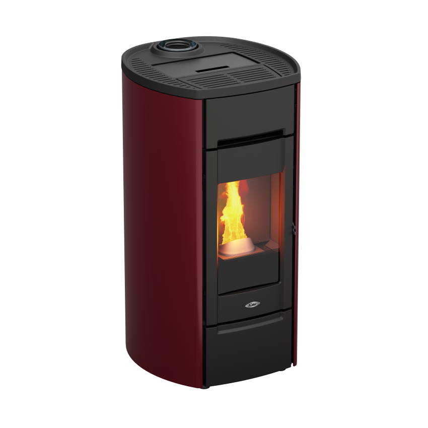 Kalor Pelletkamin Ermetica 98 Cast Round Mod 6 in Bordeauxrot | klimaworld.com