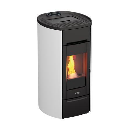 Kalor Pelletkamin Ermetica 98 Cast Round Mod 6 in weiß | klimaworld.com